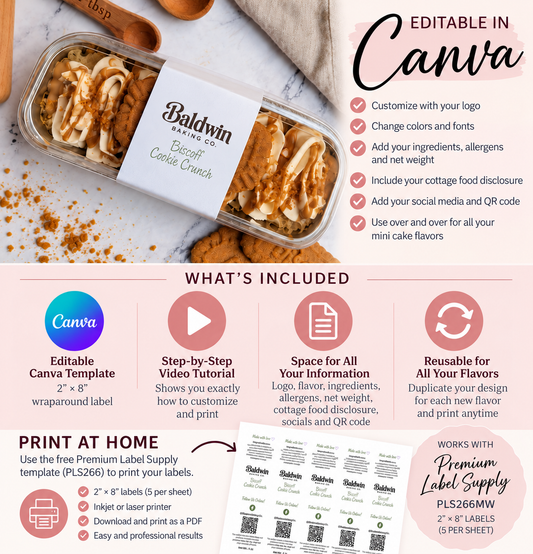 Mini Cake Wraparound Label Template