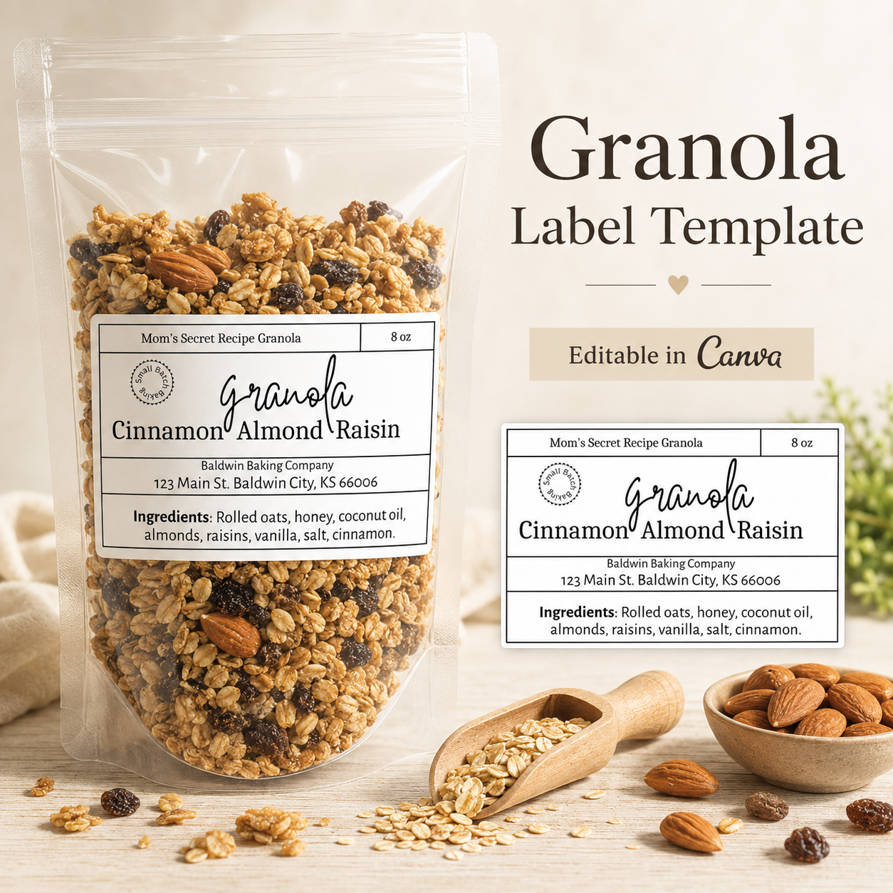 Granola Label Canva Template
