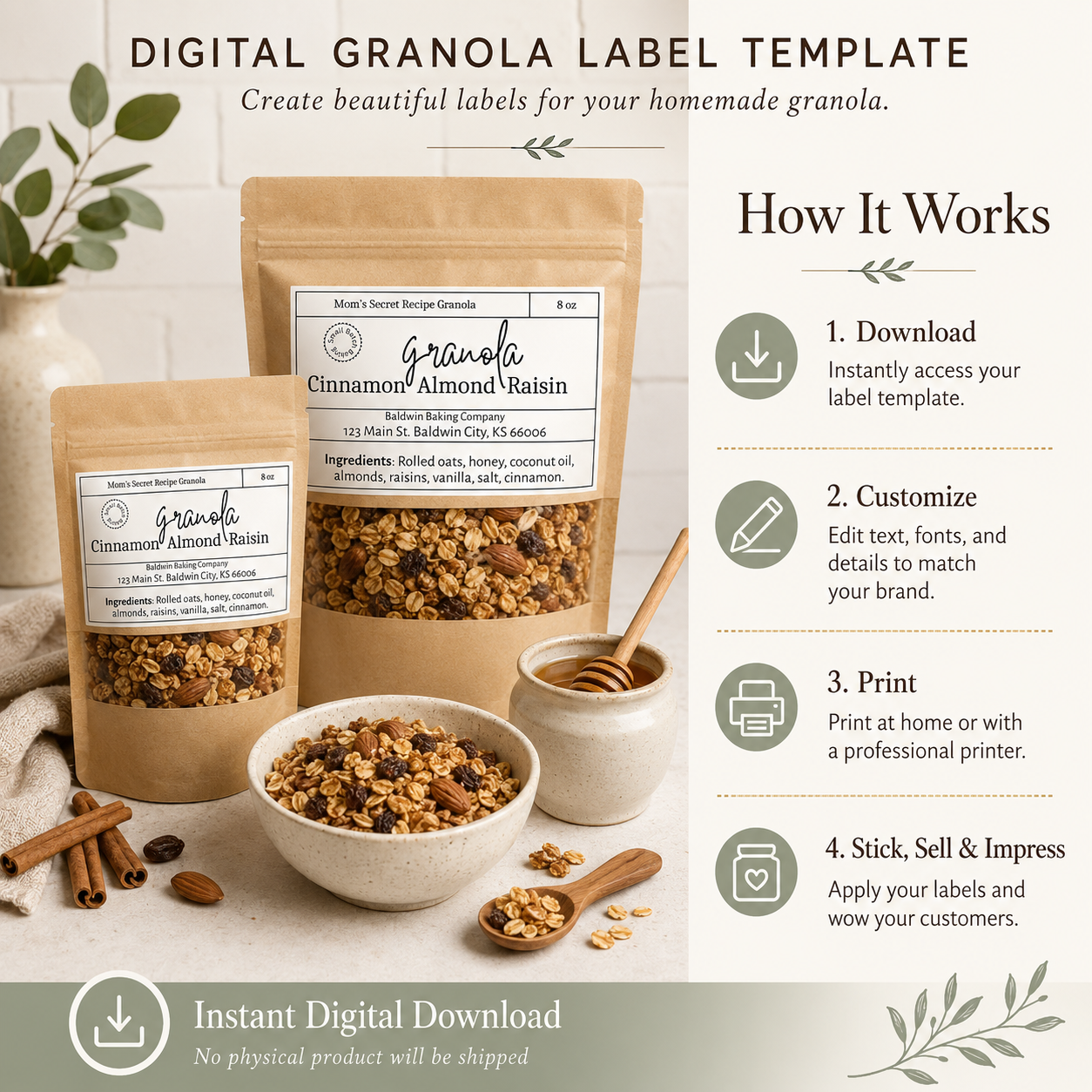 Granola Label Canva Template