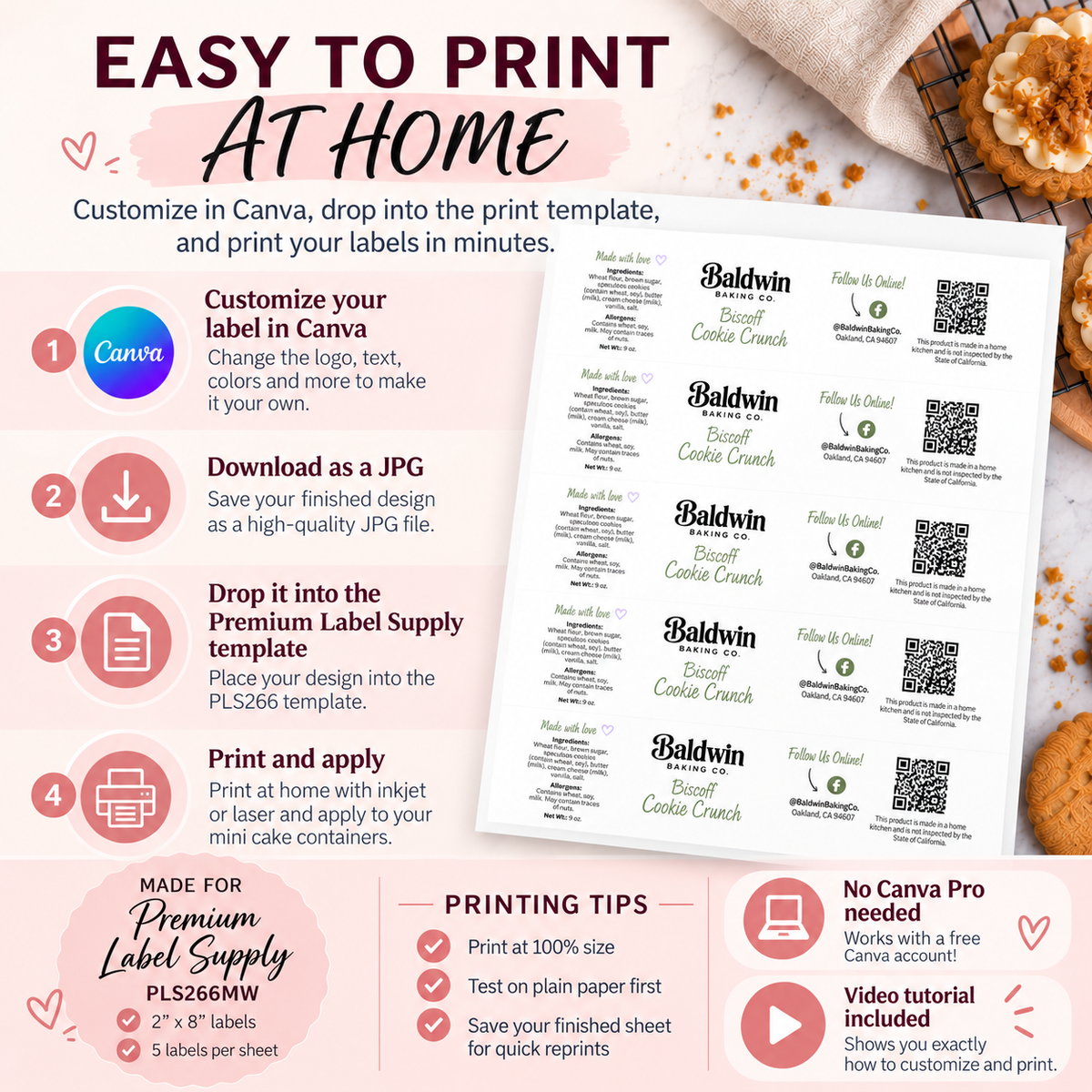 Mini Cake Wraparound Label Template